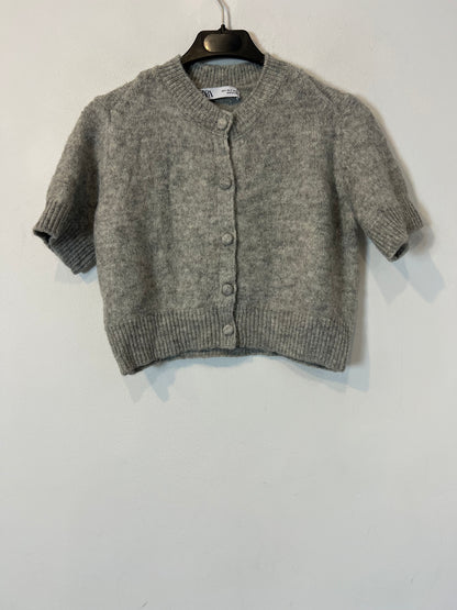 ZARA. Top punto gris pedreria