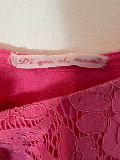 OTRAS. Vestido corto rosa encaje. T S/M