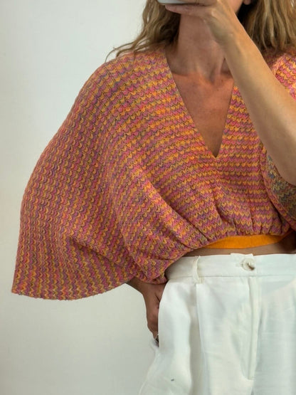 MANGO. Top punto colores manga amplia