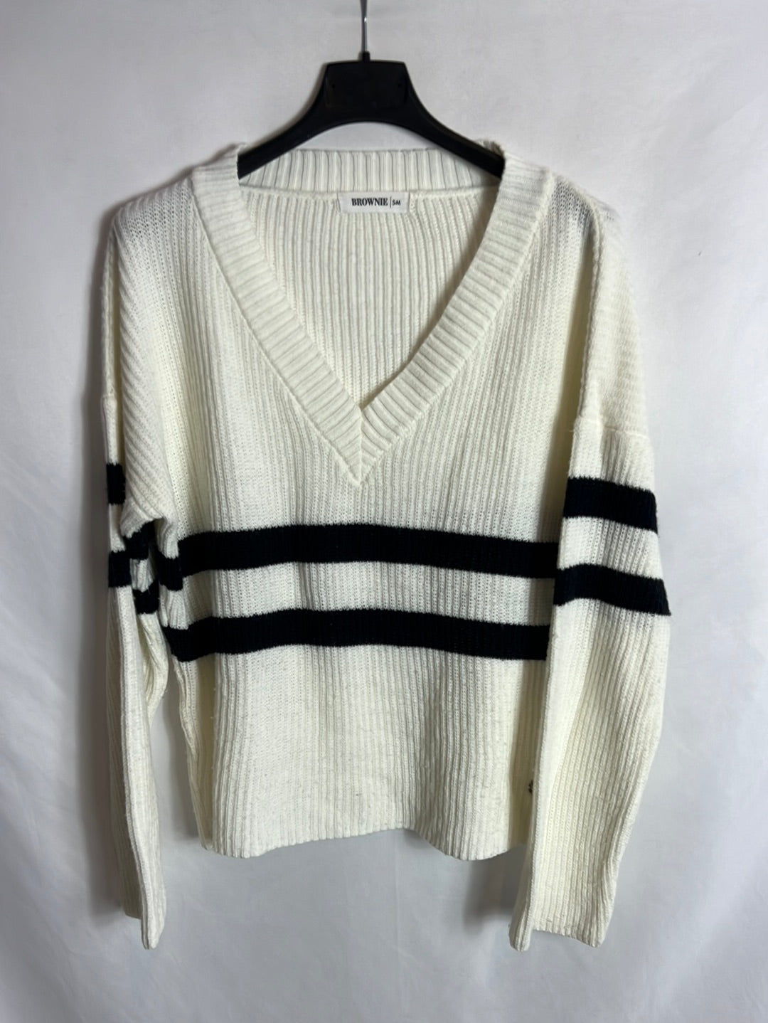 BROWNIE. Jersey blanca rayas azules . T S/M