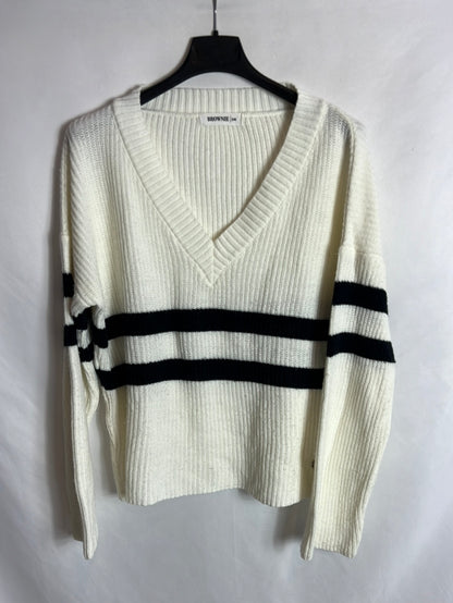 BROWNIE. Jersey blanca rayas azules . T S/M