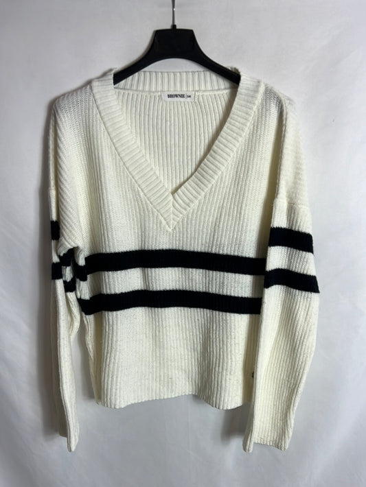 BROWNIE. Jersey blanca rayas azules . T S/M