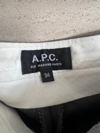 A.P.C. Pantalón pinzas lana gris dibujo espiga . T 34