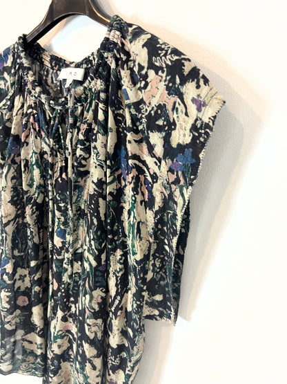 IRO. Black beige print blouse T.34