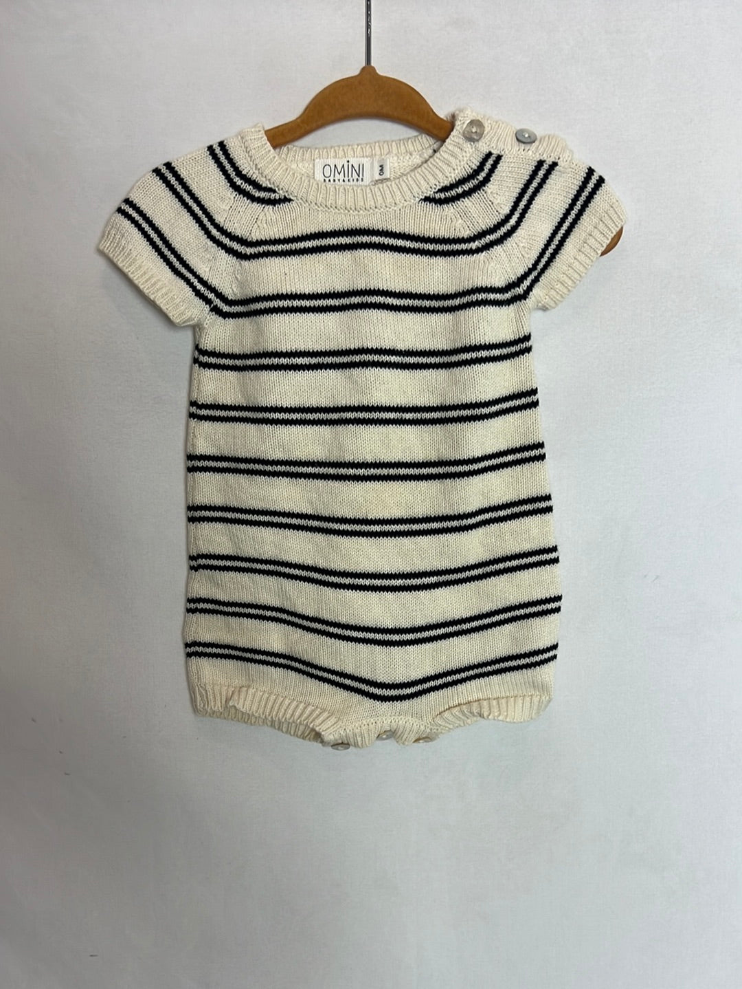 OMINI. Striped knit romper. Size 0 months