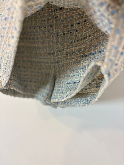 ZARA. Conjunto chaqueta y falda pantalón tweed azules. T XS/S