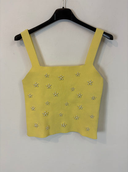 ZARA. Top amarillo perlas T.s