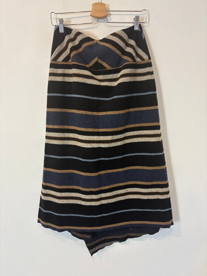 MI&CO. Falda midi rayas con lana