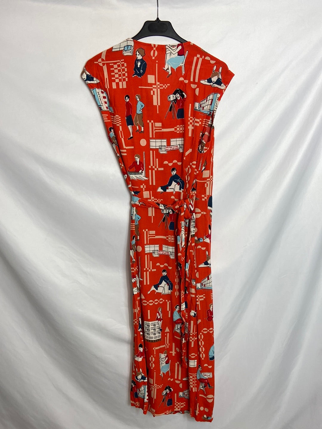 NICE THINGS. Orange dress with a patterned print, size 36