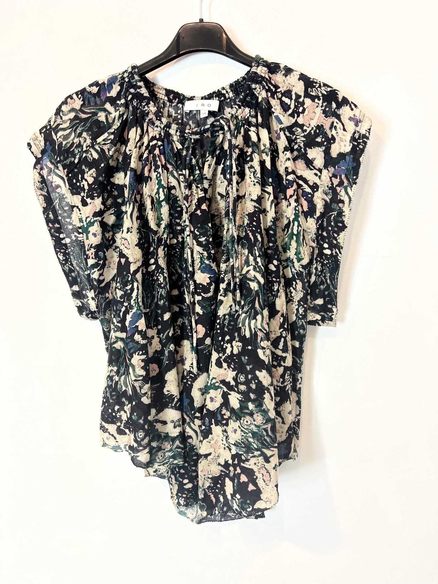 IRO. Black beige print blouse T.34
