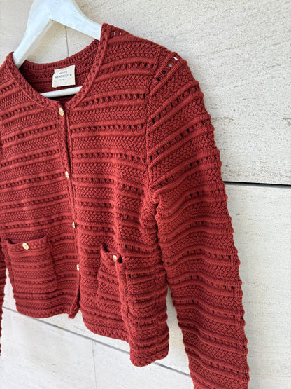 PETITE MENDIGOTE. Chaqueta punto granate