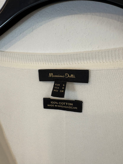 MASSIMO DUTTI. Jersey blanco cuello pico algodón. T S