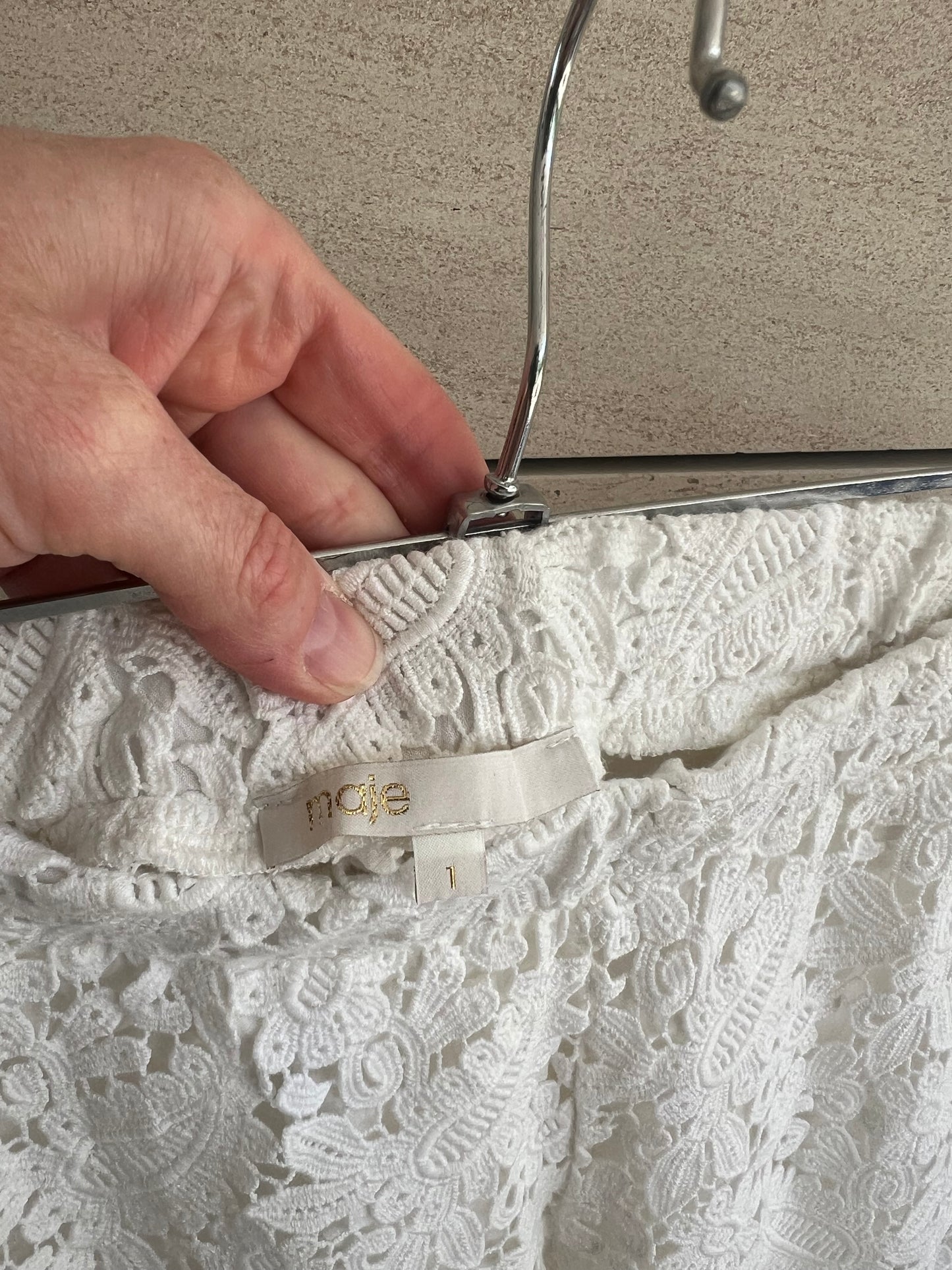 MAJE. Pantalón encaje blanco elástico  T.1(s)