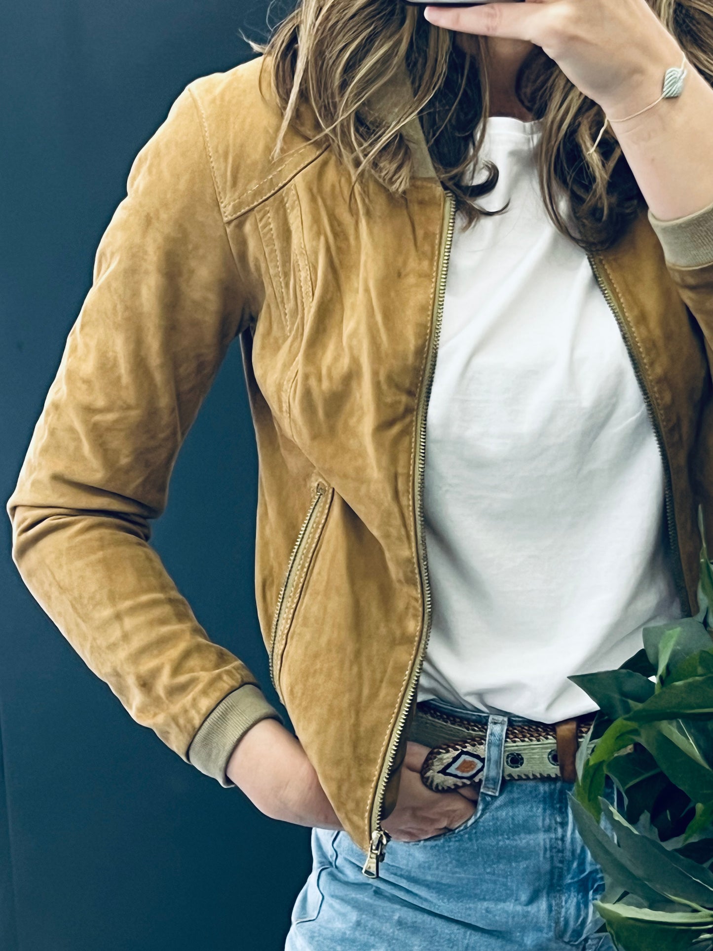 MASSIMO DUTTI. Vintage leather jacket TM (Tara)