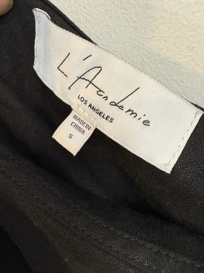L'ACADEMIE. Black Linen Asymmetrical Ts Top