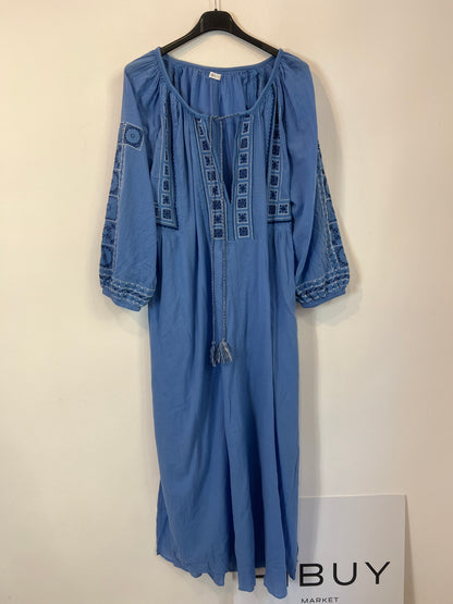 OYSHO. Vestido azul bordado  T.s/m