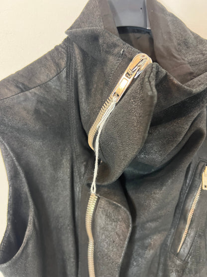 RICK OWENS.  Chaleco negro piel  T.36