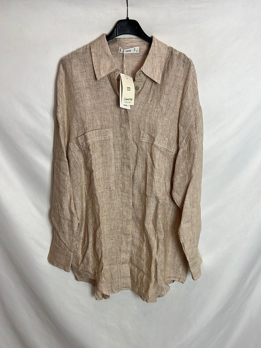 MANGO. Blusa Lino rayas estilo oversized . T M