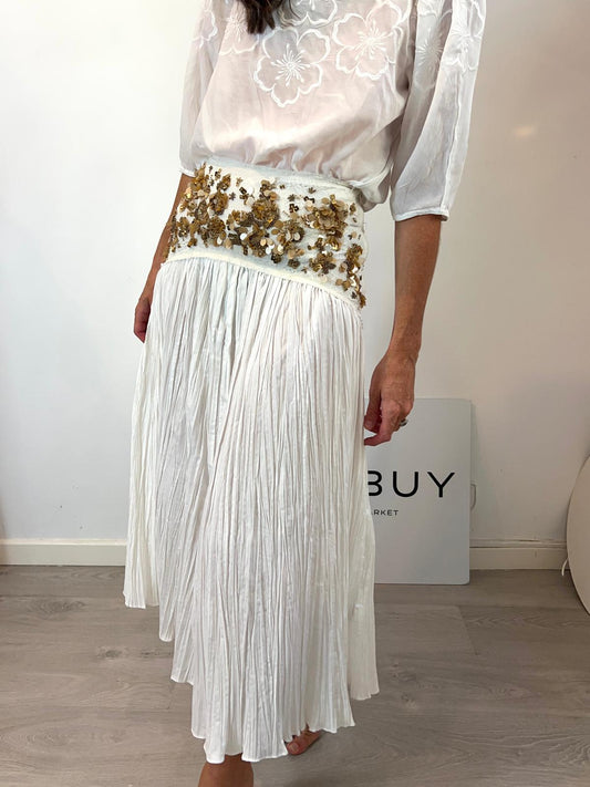 ZARA. Falda midi abalorios