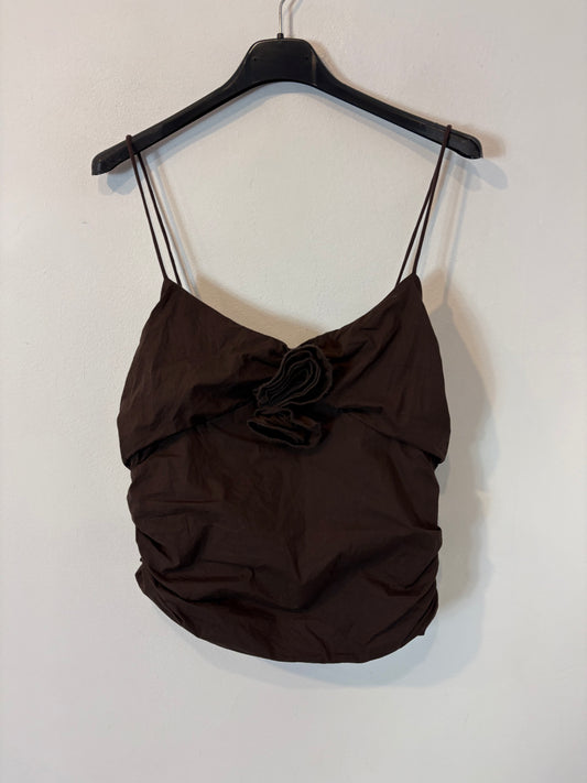 ZARA. Top marrón fruncidos