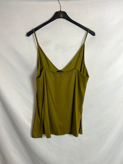 MASSIMO DUTTI. Top verde fluido. T 40