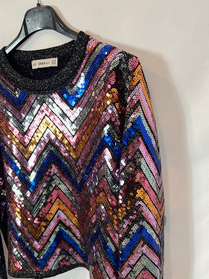 ZARA. Ts sequin knit top