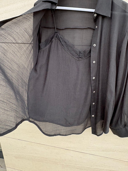 ZARA. Camisa fluida y top lencero