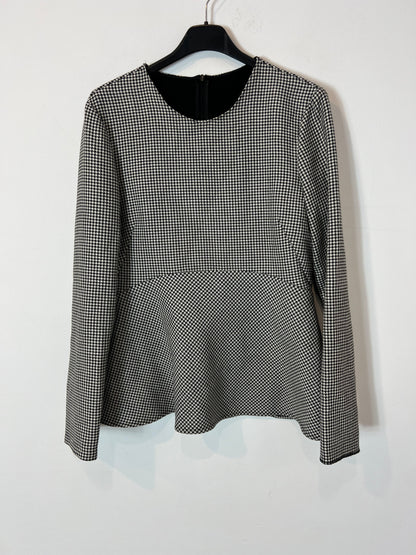 MANGO. Houndstooth ruffle top. TM