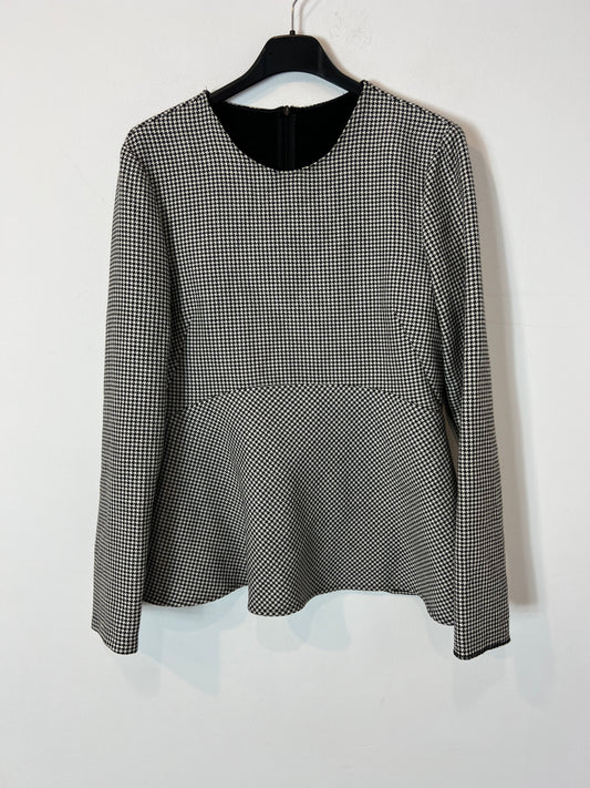 MANGO. Houndstooth ruffle top. TM