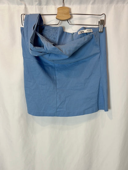 ZARA. Asymmetrical stretch blue top. TM