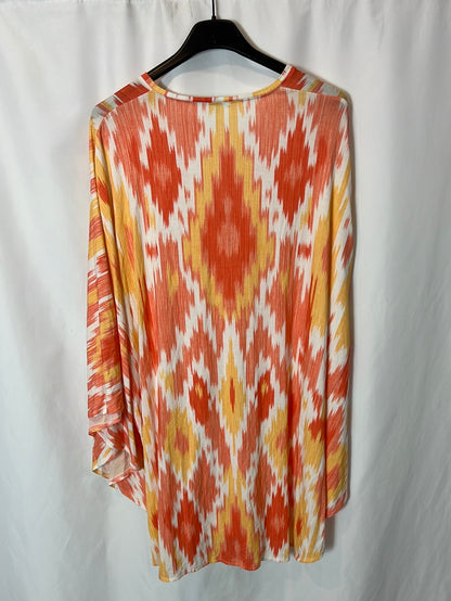 MELISSA ODABASH. Printed kaftan-style short dress. TM
