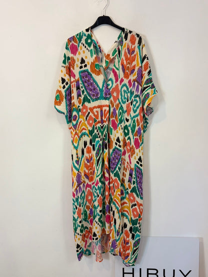 ZARA. Vestido kaftán estamapdo multicolor