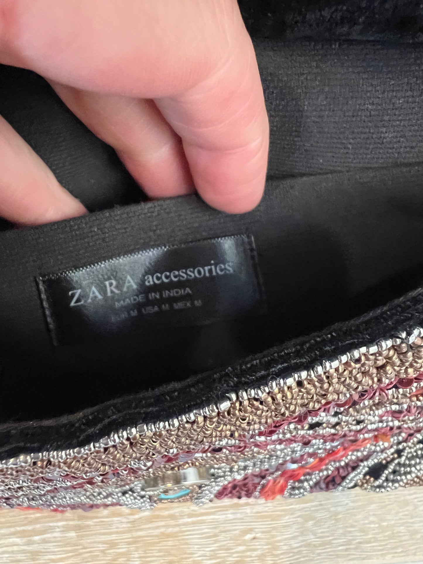 ZARA. Velvet and beaded bag