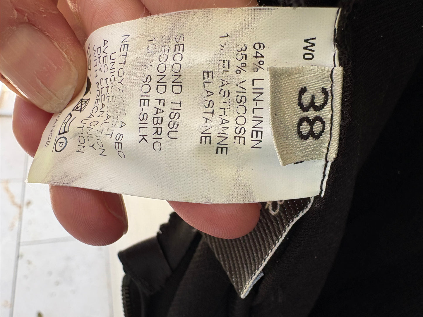 LANVIN. Vestido negro fruncido T.38