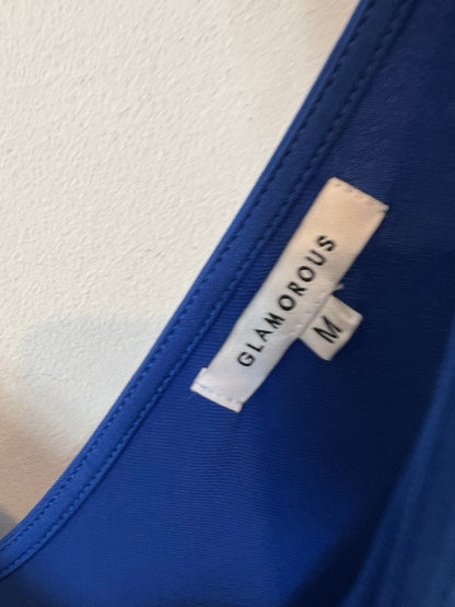 GLAMOROUS. Vestido midi azul aberturas. T M