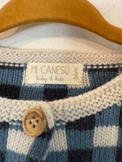MI CANESÚ. Chaqueta punto cuadros con lana. T 36 meses