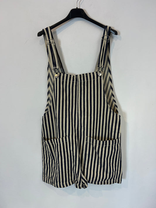 PULL&BEAR. Mono corto algodón rayas azules. T M