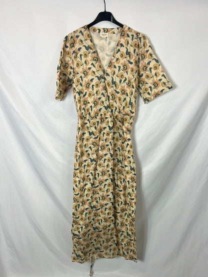 LOUISE MISHA. Vestido amarillo flores T.40