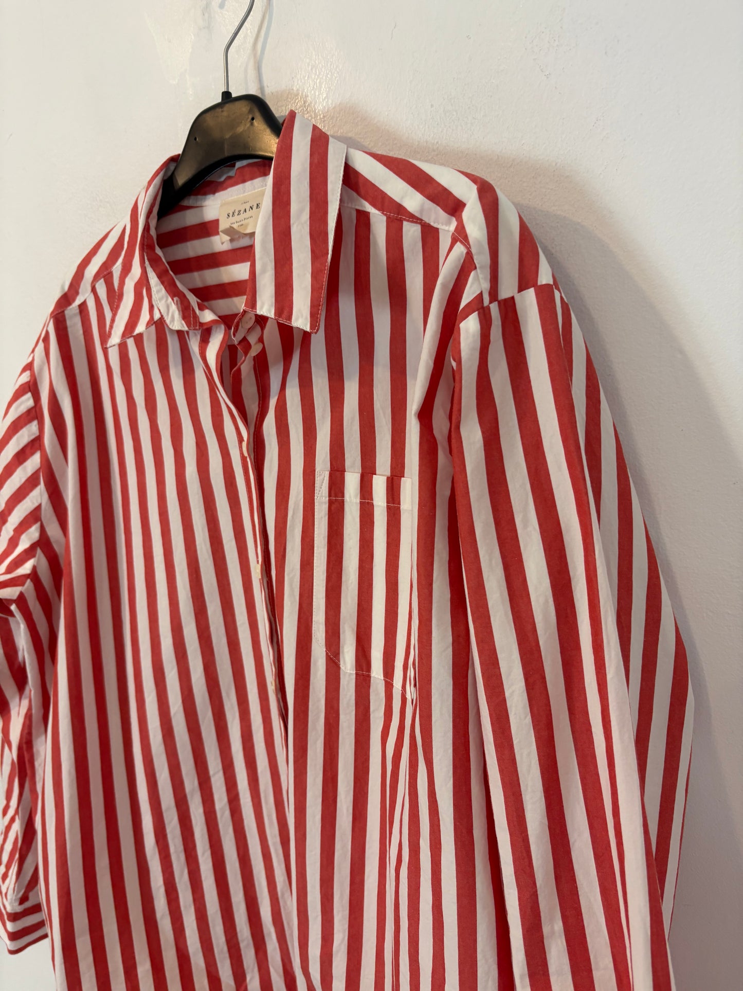SÉZANE. Camisa algodón rayas rojas