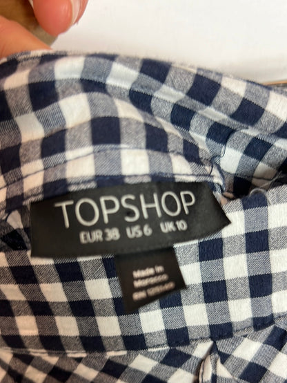 TOPSHOP. Falda midi vichy . T 38