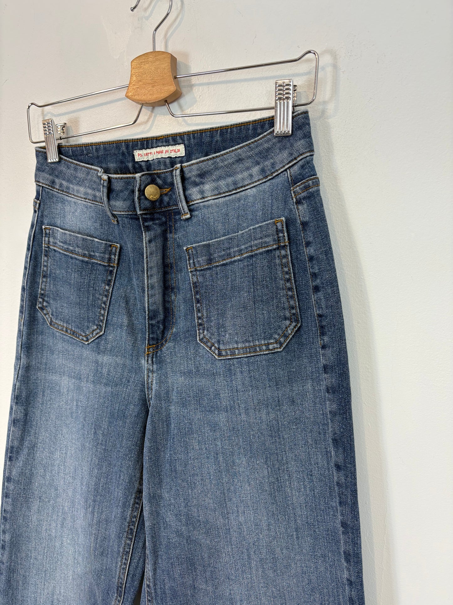 PS. DONTFORGETME. Denim pata ancha bolsillos