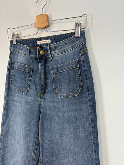 PS. DONTFORGETME. Denim pata ancha bolsillos