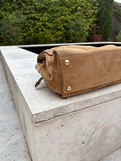 JIMMY CHOO. Bolso de mano en ante y pitón