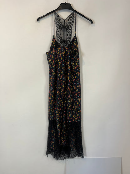 ZARA. Vestido midi flores azul  T.xs