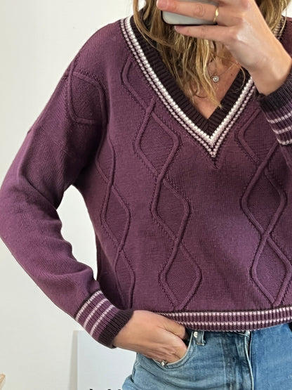 NOON. Purple V-neck sweater TS/M