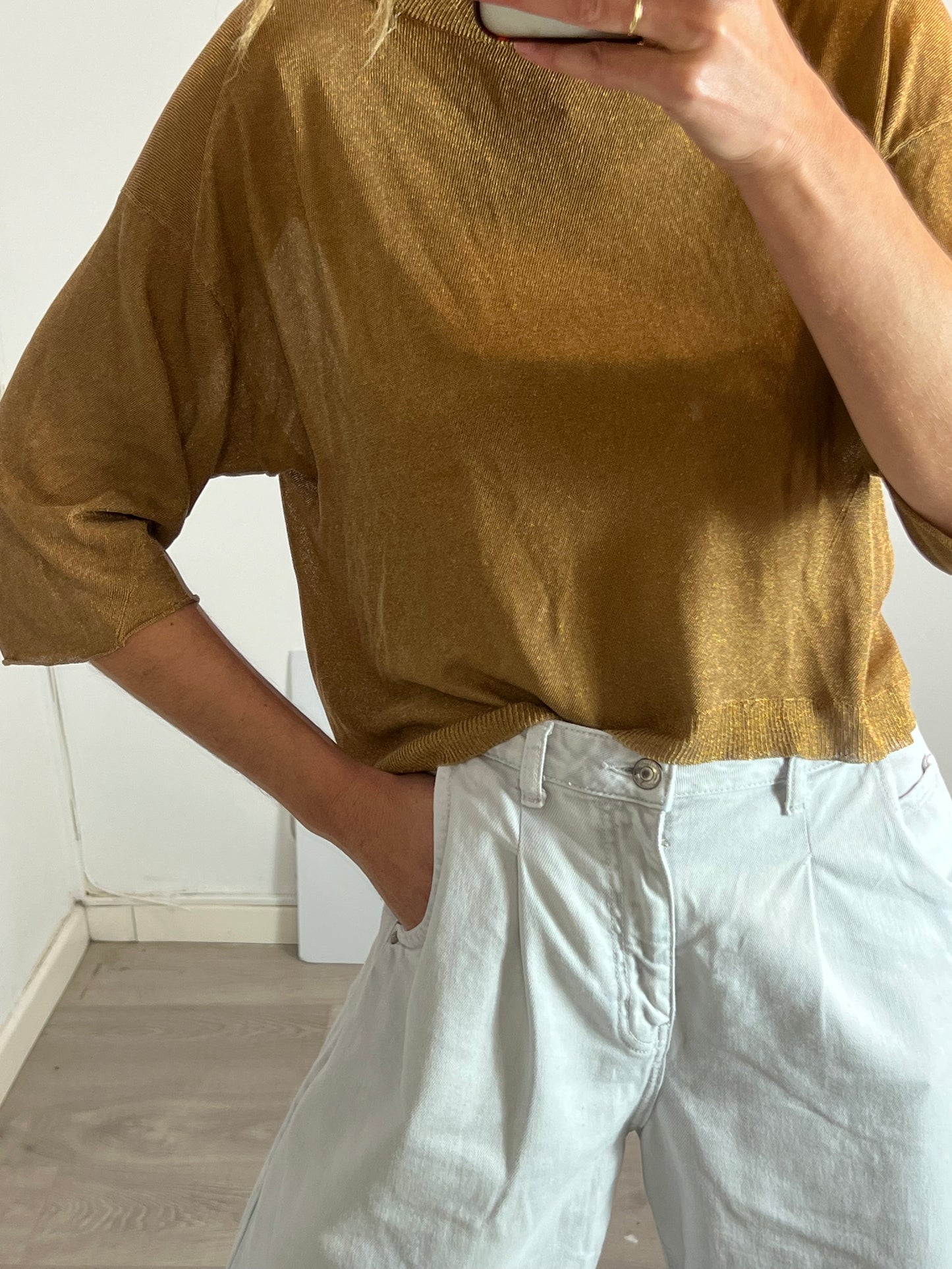 ZADIG&VOLTAIRE. Top dorado hilos brillo. T XS