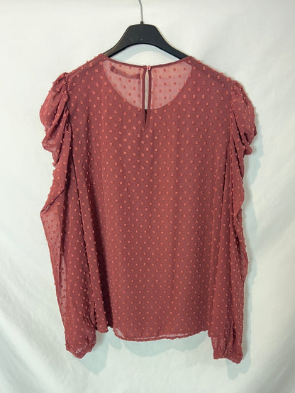 ZARA. Blusa rosa oscuro bodoques. T S