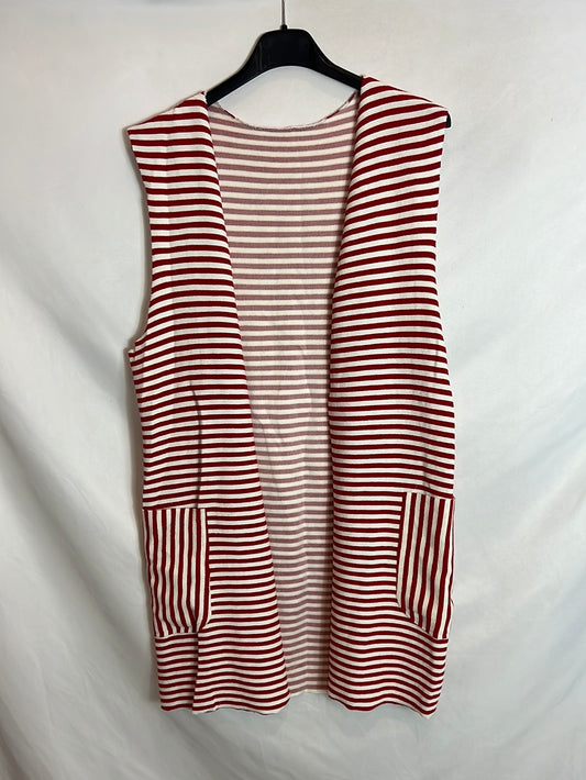 OTRAS. Chaleco de rayas rojo y blanco T.U (M/L)