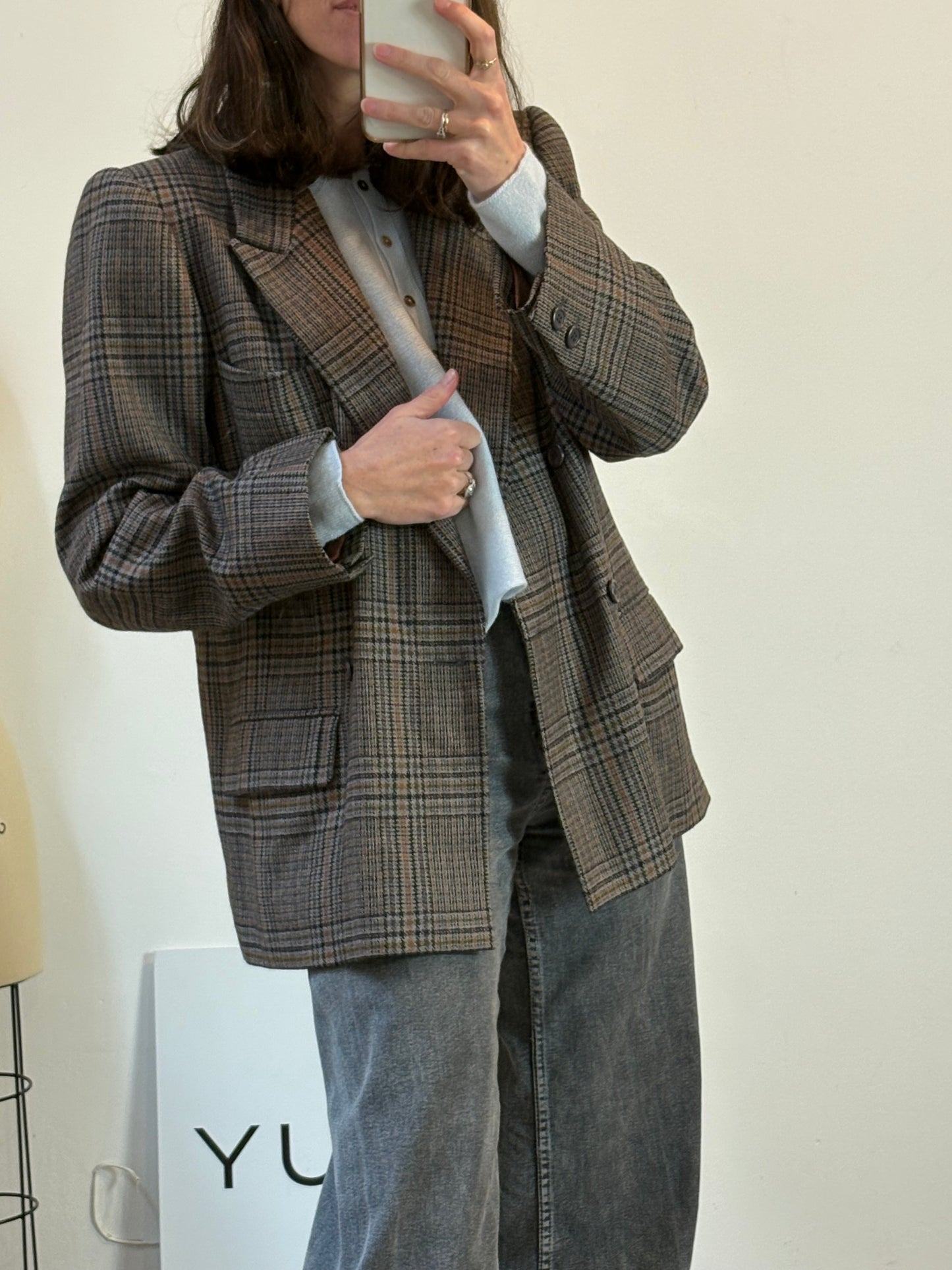 SAINT LAURENT. Americana cuadros lana