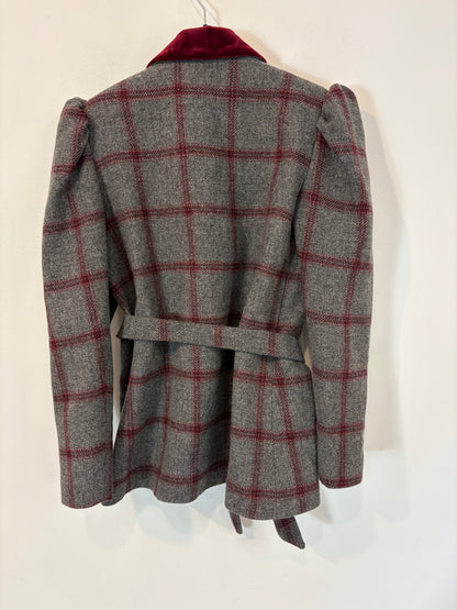 VANDERWILDE. Chaqueta gris lana detalles terciopelo